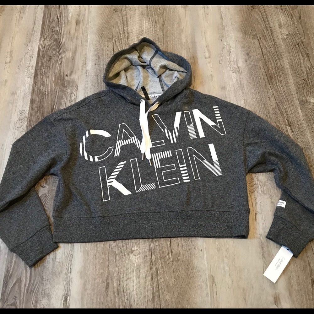 Calvin Klein Cropped Hoodie NWT Gray Size Large